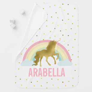 Sweet Rainbow Unicorn Baby Blanket