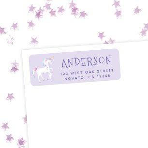 Sweet Rainbow Unicorn Birthday Return Address Label