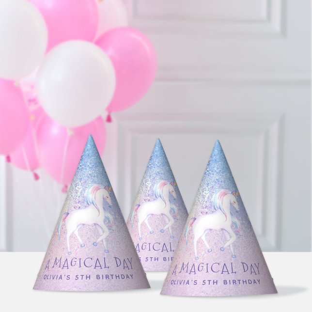 Sweet Rainbow Unicorn Glittery Birthday Party Party Hat (Creator Uploaded)