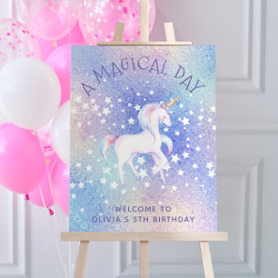 Sweet Rainbow Unicorn Glittery Birthday Welcome Foam Board