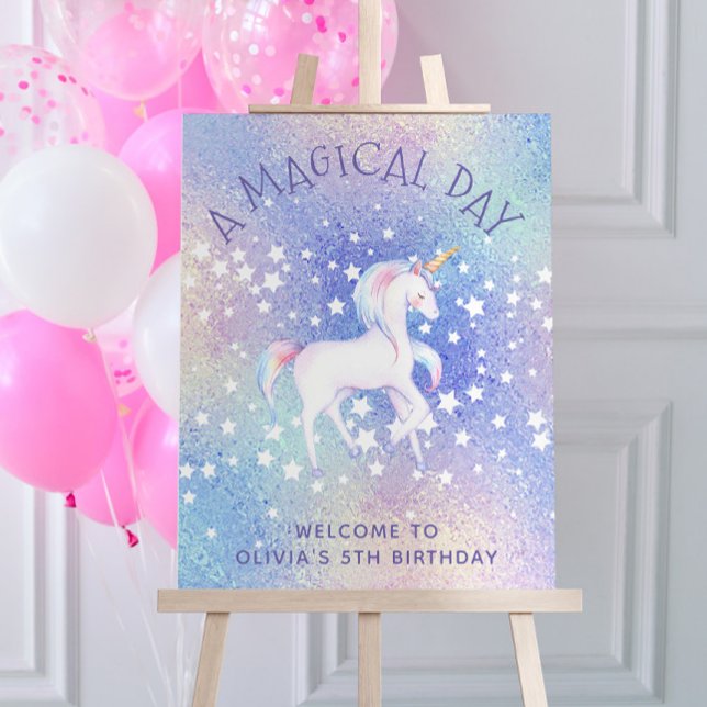 Sweet Rainbow Unicorn Glittery Birthday Welcome Foam Board (Creator Uploaded)