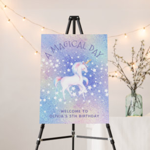 Sweet Rainbow Unicorn Glittery Birthday Welcome Foam Board