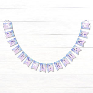 Sweet Rainbow Unicorn Glittery Happy Birthday Bunting Flags