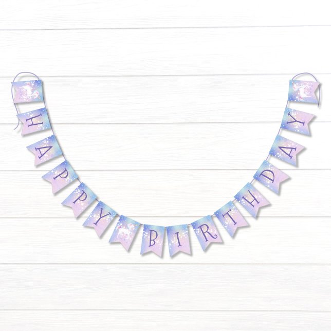 Sweet Rainbow Unicorn Glittery Happy Birthday Bunting Flags (Creator Uploaded)