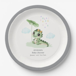 Sweet Raindrop Little Dragon Baby Shower Paper Plates