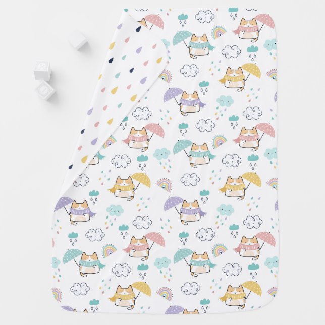 Sweet Rainy Day Pattern - Baby Blanket (In Situ)