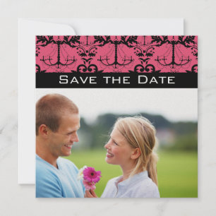 Sweet Raspberry & Black Chandelier Save the Date Invitation
