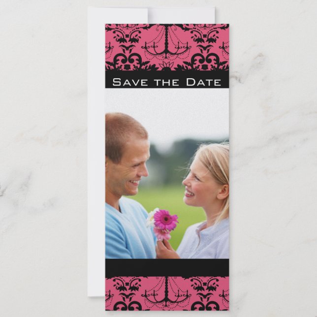 Sweet Raspberry & Black Chandelier Save the Date Invitation (Front)