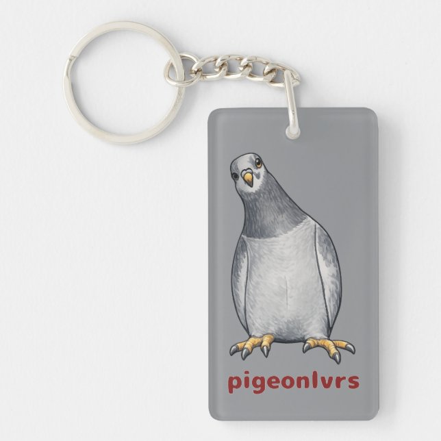 Sweet rectangular pigeon keychain (Front)