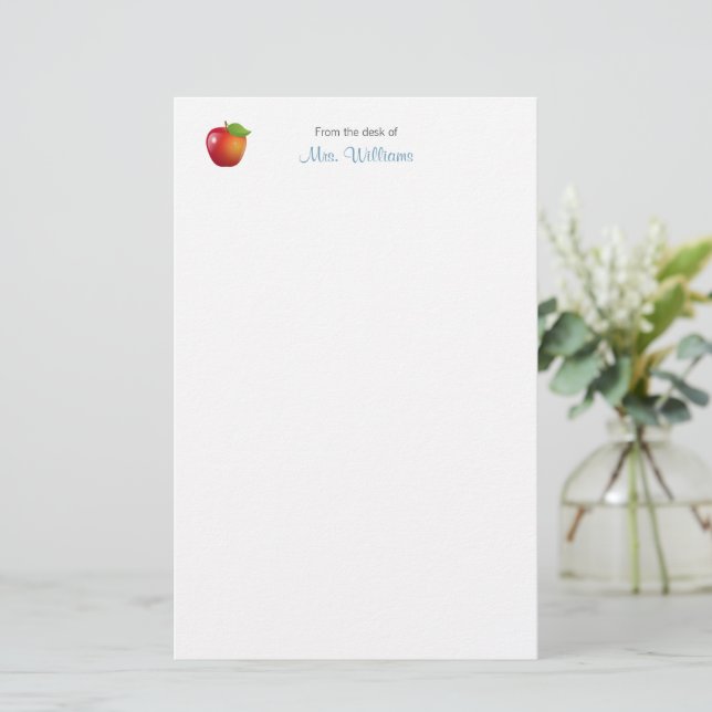 Sweet Red Apple School Teacher Stationery (Standing Front)