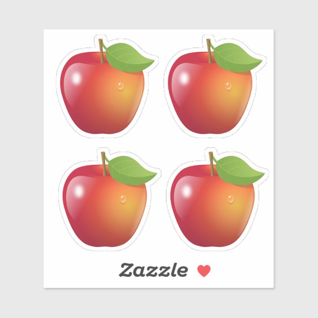 Sweet Red Apple Set of 4 Sticker (Sheet)