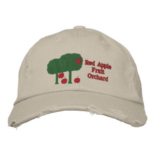 Sweet Red Apples and Apple Tree Fruit Orchard Farm Embroidered Baseball Cap