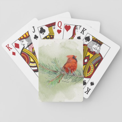 Sweet Red Cardinal Rustic Watercolor Playing Cards