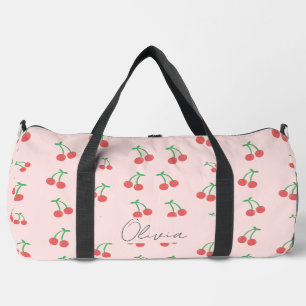 Sweet red cherries duffle bag