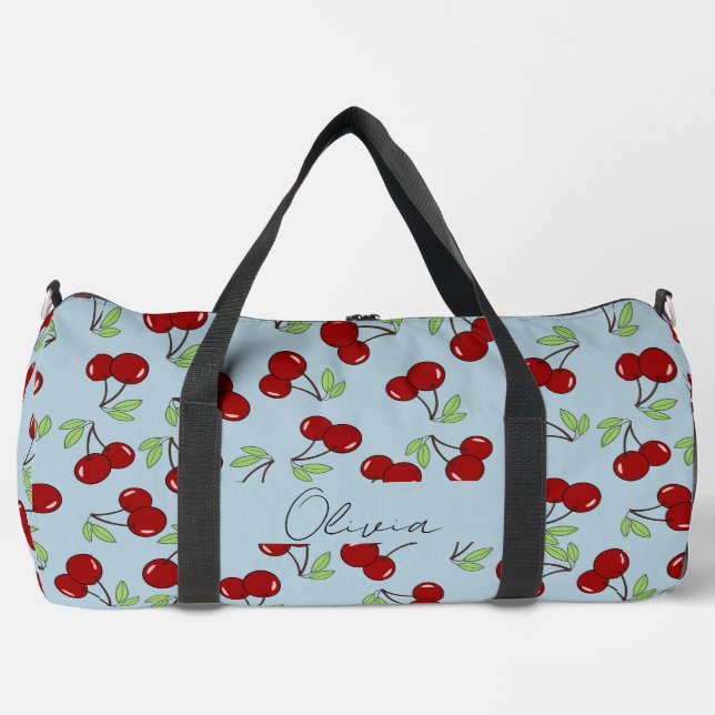 Sweet red cherries  duffle bag (Front)
