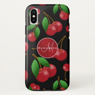 sweet red cherries pattern monogrammed iPhone x case