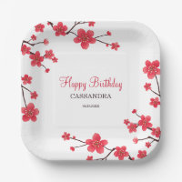 Sweet Red Cherry Blossom Sakura Floral Birthday