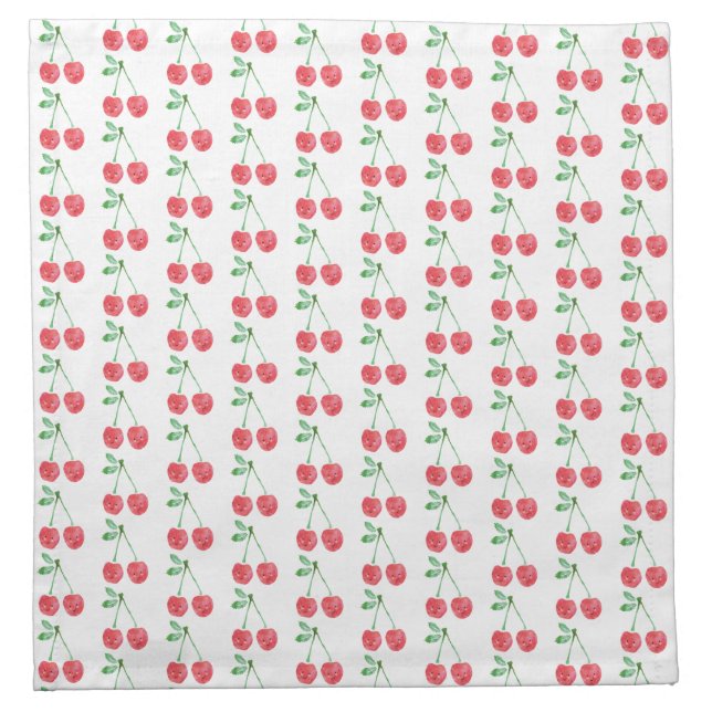 Sweet Red Cherry Delicate Pattern Cloth Napkin (Front)