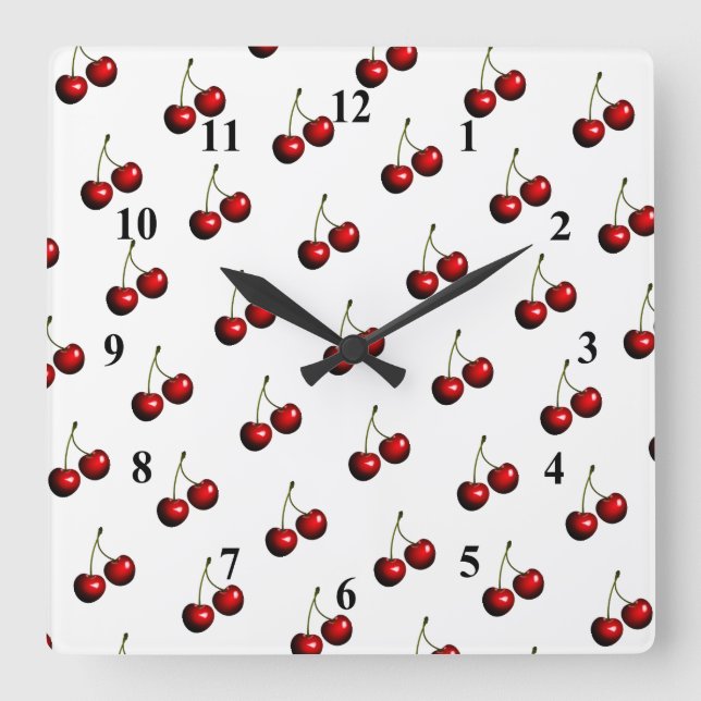 Sweet Red Cherry EWall Clock - Your Colors (Front)