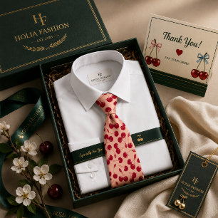 Sweet Red Cherry Pattern Neck Tie