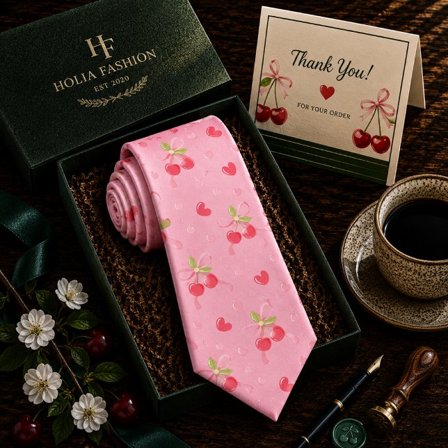  Sweet Red Cherry Pattern Neck Tie (Creator Uploaded)