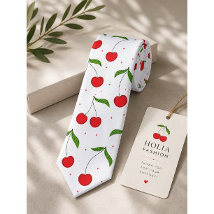 Sweet Red Cherry Pattern Neck Tie
