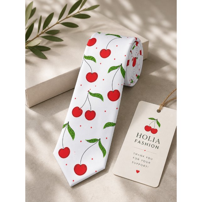 Sweet Red Cherry Pattern Neck Tie (Creator Uploaded)