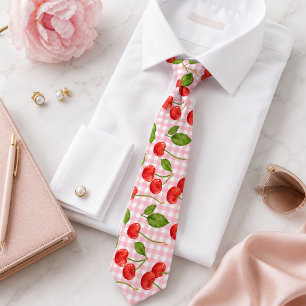 Sweet Red Cherry Pattern Neck Tie