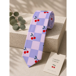 Sweet Red Cherry Pattern Neck Tie