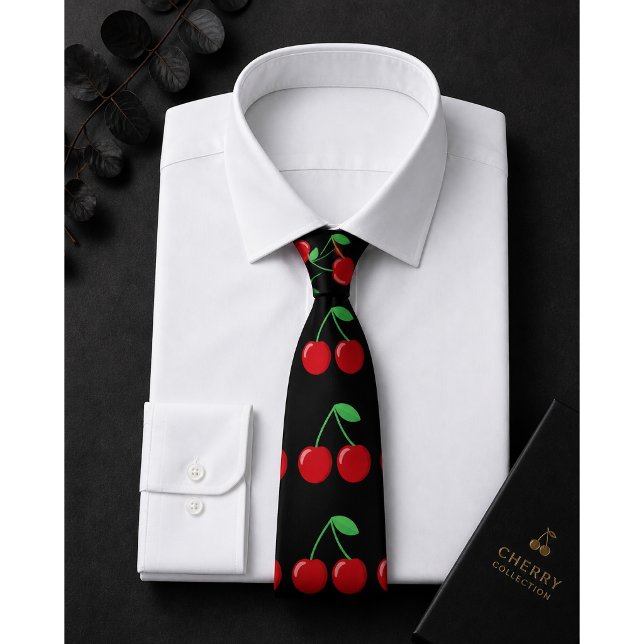 Sweet Red Cherry Pattern Neck Tie (Creator Uploaded)
