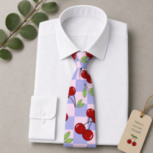 Sweet Red Cherry Pattern Neck Tie