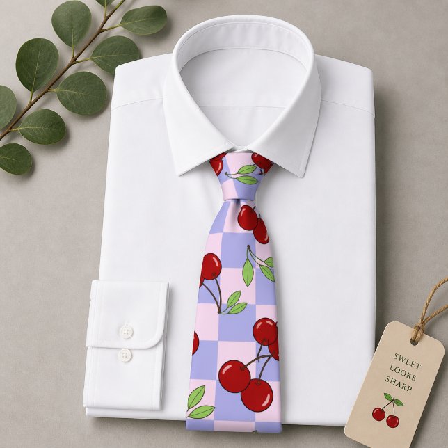 Sweet Red Cherry Pattern Neck Tie (Creator Uploaded)