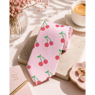 Sweet Red Cherry Pattern Neck Tie