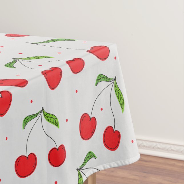 Sweet Red Cherry Pattern Tablecloth (In Situ)