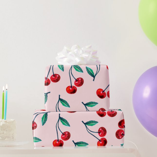 Sweet Red Cherry Pattern Wrapping Paper (Party Gifts)