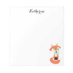 Sweet Red Fox with Bow Tie Notepad