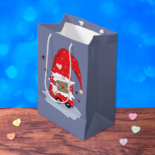 Sweet Red Gnome Blue Gray Gift Bag