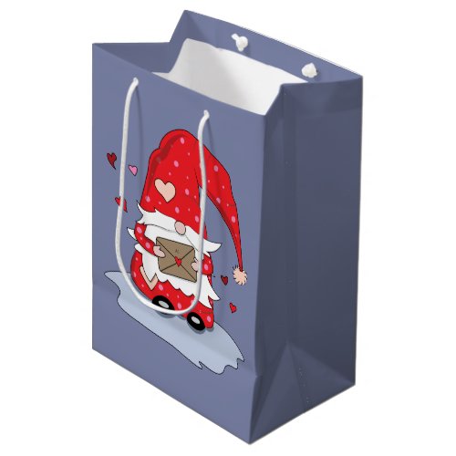 Sweet Red Gnome Blue Gray Gift Bag