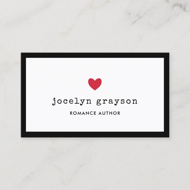 Sweet Red Heart Romance Author Business Card (Front)