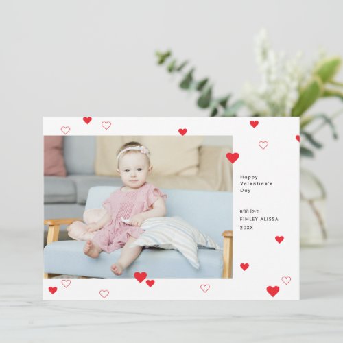 Sweet Red Hearts Happy Valentines Day Photo Holiday Card