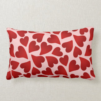 Sweet red hearts on pink Valentines day pretty Lumbar Pillow