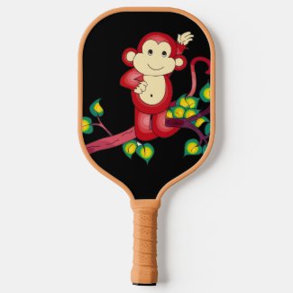 Sweet Red Monkey in Tree Pickleball Paddle