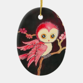 Sweet Red Owl Ceramic Ornament by ArtsyKidsy at Zazzle