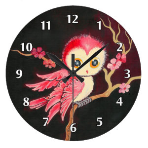 Sweet Red Owl Large Clock