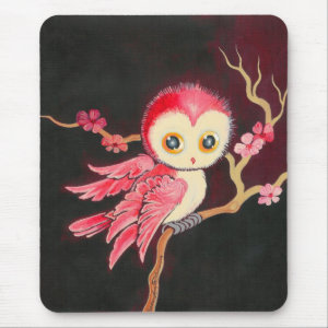 Sweet Red Owl Mouse Pad