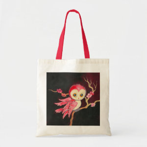 Sweet Red Owl Tote Bag