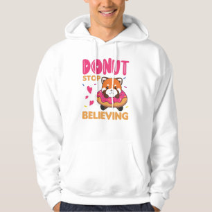 Sweet Red Panda Funny Animals In Donut Pink Hoodie