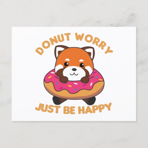 Sweet Red Panda Funny Animals In Donut Pink Postcard
