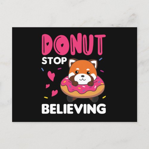 Sweet Red Panda Funny Animals In Donut Pink Postcard