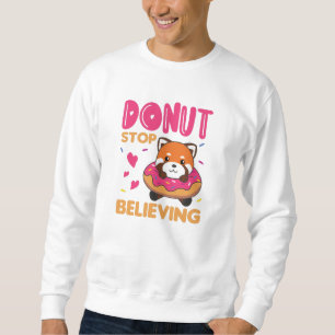 Sweet Red Panda Funny Animals In Donut Pink Sweatshirt